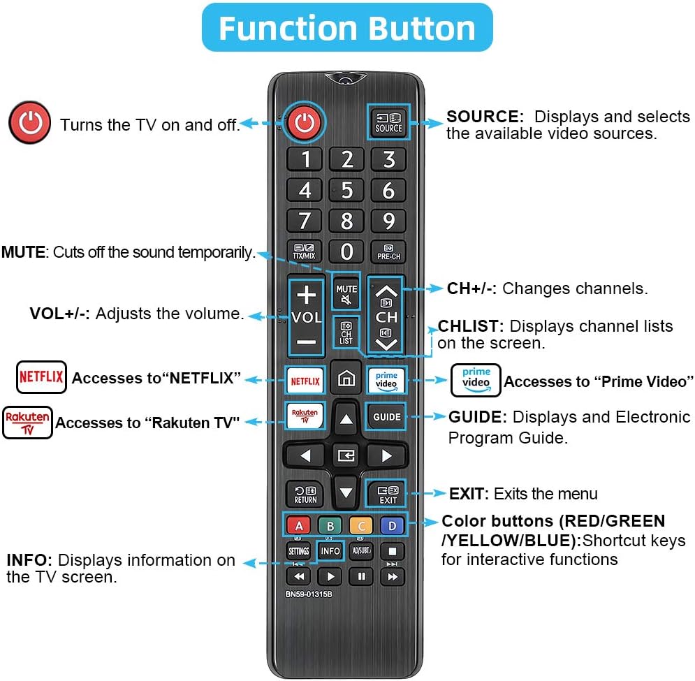 Unocar Smart Remote For Samsung 4k Uhd Hdr Crystal Qled Smart Tv Samsung Ue Quantum Series Tvs And Samsung Smart Remote With Netflix Rakuten Prime Video Bn59 b Remote Controls Electronics Photo