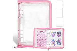 Ruatu Sticker Storage Organizer Binder A5 Sticker Book Collecting Album Reusable Sticker Collection Book with Pocket Zipper Sticker Holder Keeper Book for Adult Collecting Sticker (pink)