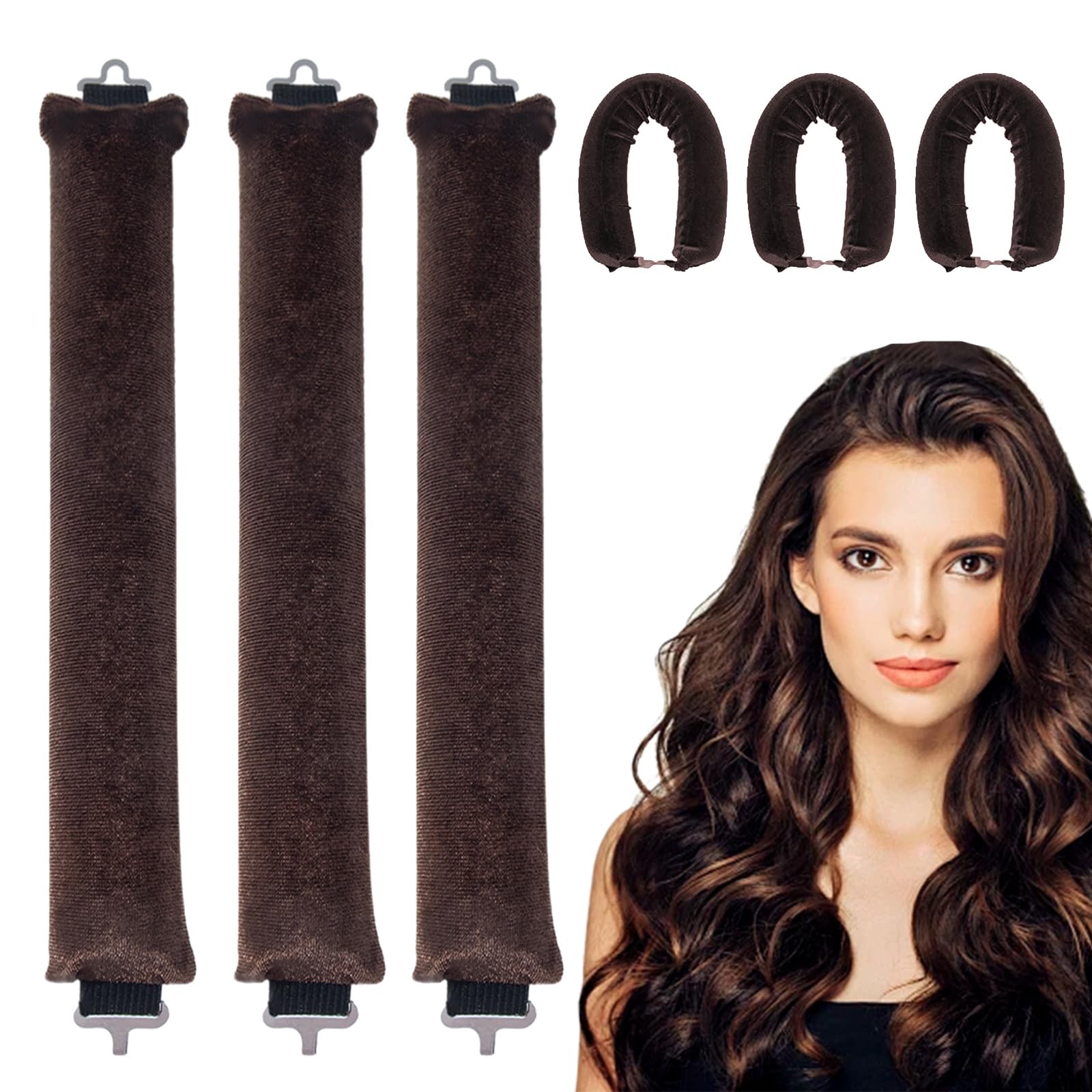 Heatless Curling Rod 3 Pieces, Curling Rods Flexi Rods for Hair Suitable for All Hair Types Overnight Blowout Rods Made of Soft Material for More Comfortable Sleep No Heating Required