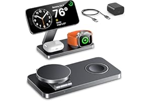 EXW Foldable 3 in 1 Wireless Charging Station for Apple Compatible with Mag Safe Charger Stand,Magnetic Wireless Charger Stat
