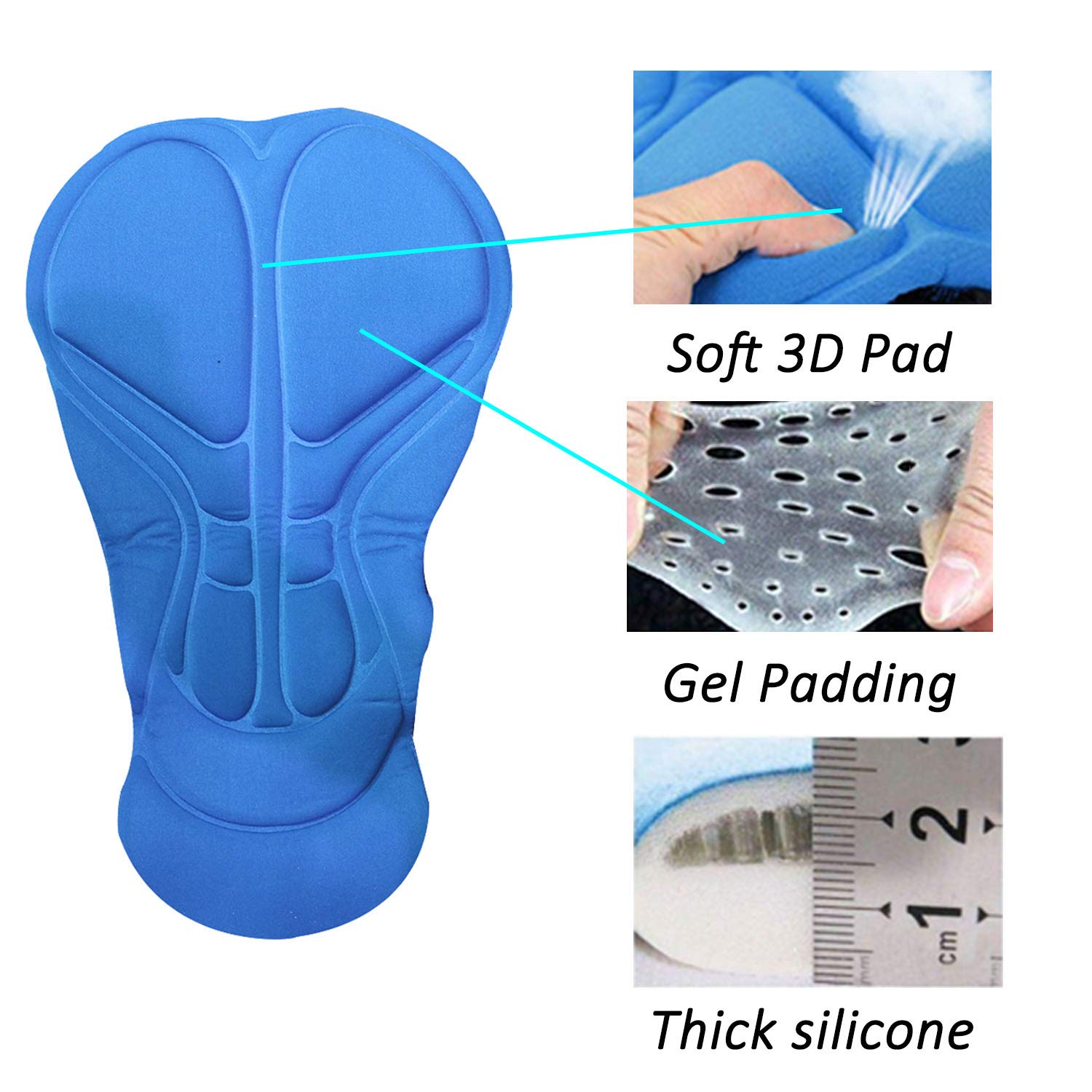 Men\'s Cycling Shorts, Bicycle Cycling Underwear 3D Silicone Padded with High-Density High-Elasticity and Highly Breathable (L)