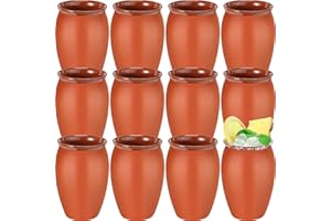 Nuogo 12 Pcs 12 oz Cantaritos De Barro Mexicanos Cantaritos Shooters Taco Tuesday Mexican Clay Cup Cocktail Cups for Tequila 