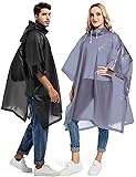Borogo 2 Pack Rain Ponchos for Adults Reusable