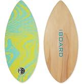 iBOARD 36" Skipper Skimboard &ndash; High Gloss Wood Board for Beginners | Wooden Skim Board for Teens &amp; Adults with 3 Color Traction Pads Great for Beach Riding and Practice