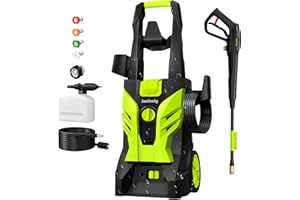 LUSILUSHY Pressure Washer, Power Washer with 4 Nozzles and Foam Cannon, High Pressure Cleaning Machine for Cars, Driveways, Fences, Patios, Home Cleaning, Green