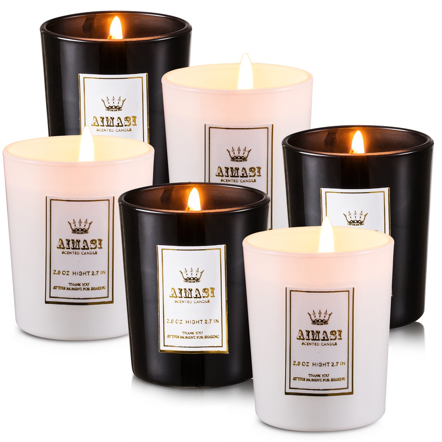 AIMASI Set of 6 Scented Candles 100 Soy Wax Glass, Home Fragrance