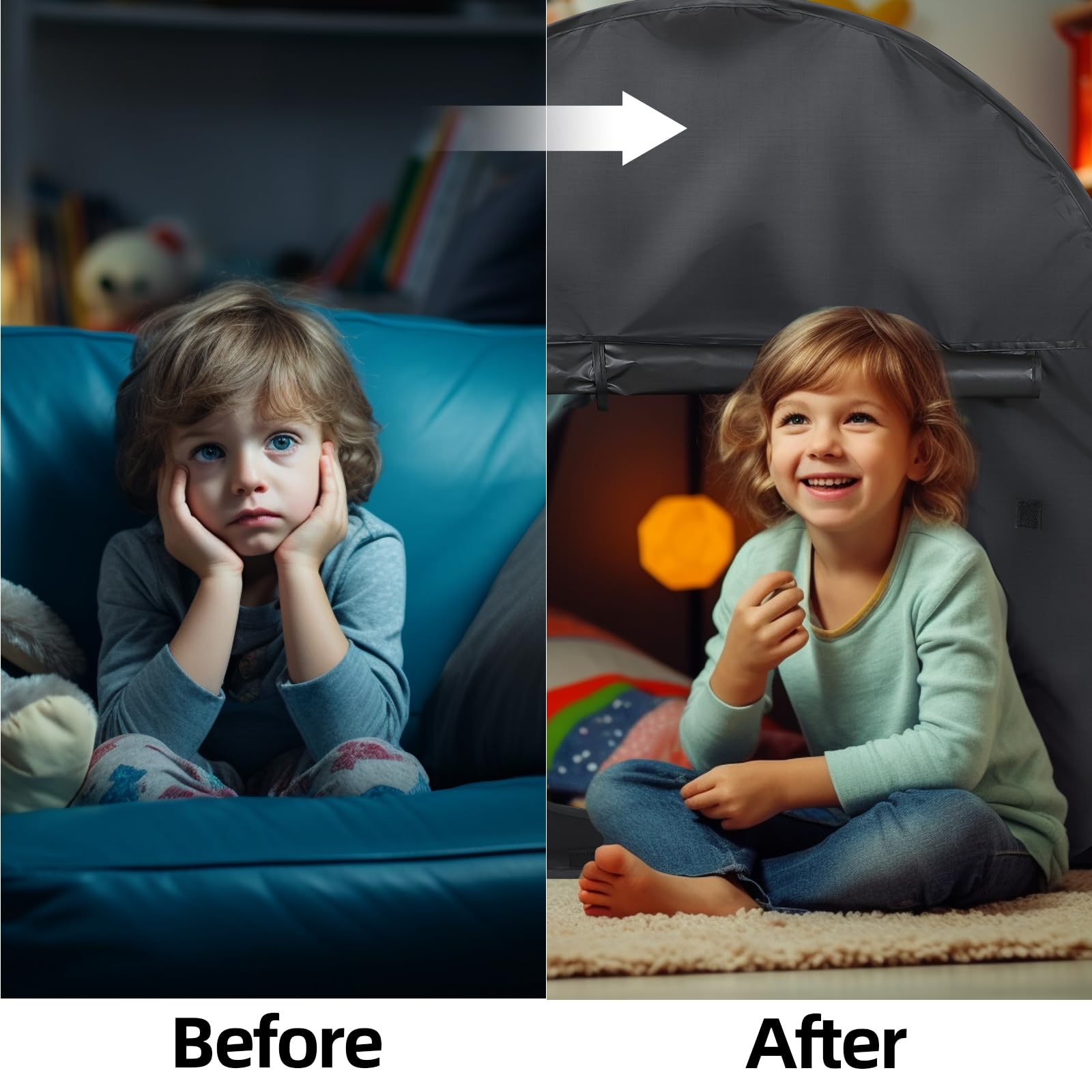 FAHKNS Sensory Tent|Quiet Corner for Kids to Play and Relax| Portable Pop-up Blackout Tent Black with Travel Bag|Sensory Tent for Kids with Autism, SPD, Anxiety, ADHD, etc.