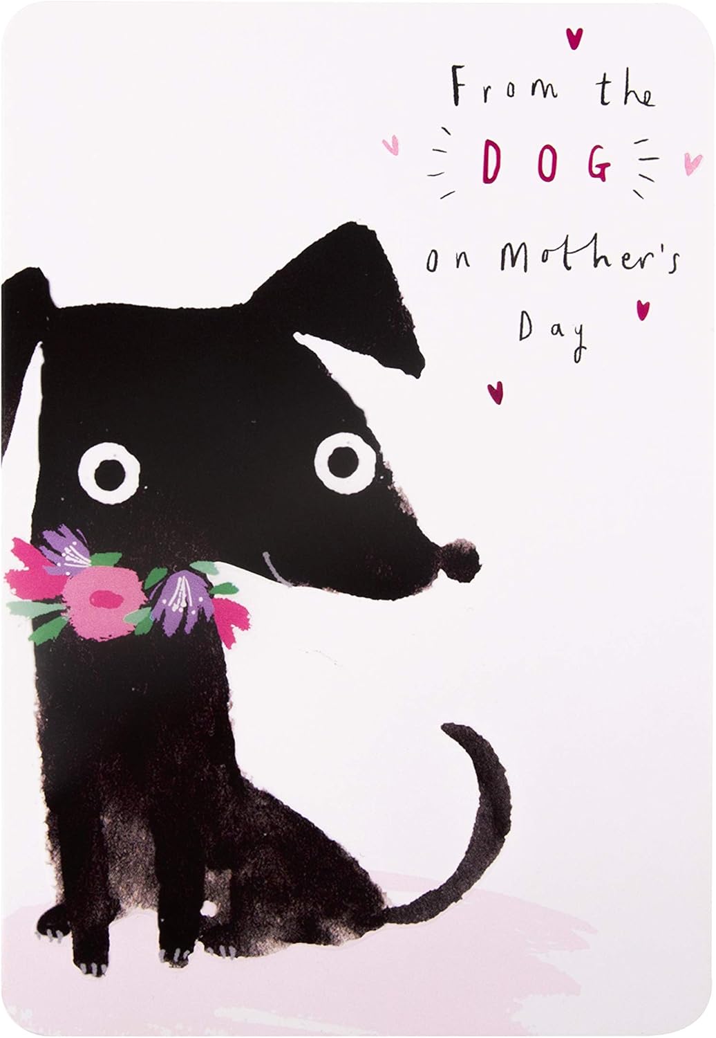 Hallmark Mothers Day Card from The Dog, Cute Black Dog Design, from The Pet, Black, Pink, White, Multicoloured, 17.3cm by 11.9cm