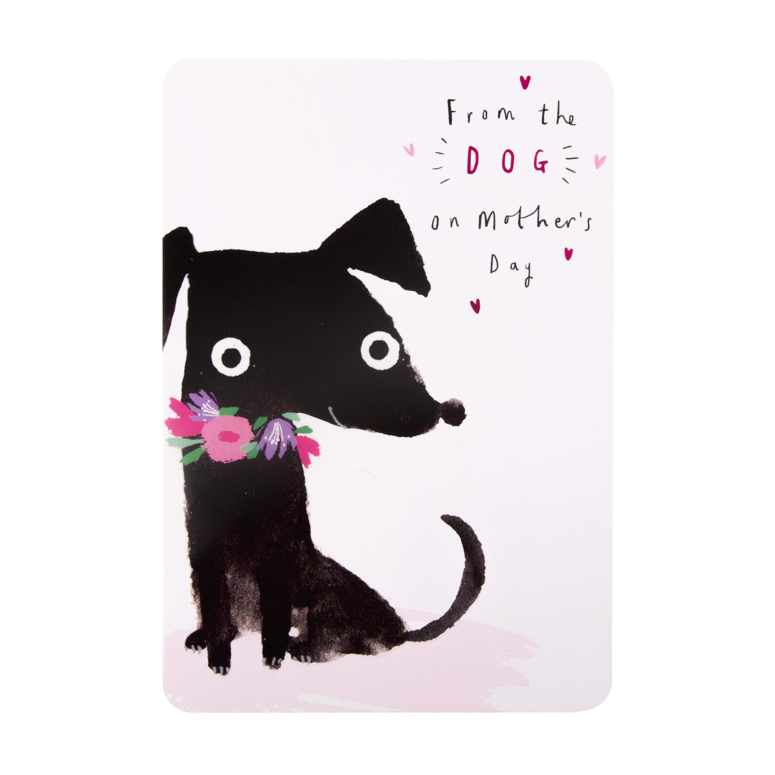 Hallmark Mothers Day Card from The Dog, Cute Black Dog Design, from The Pet, Black, Pink, White