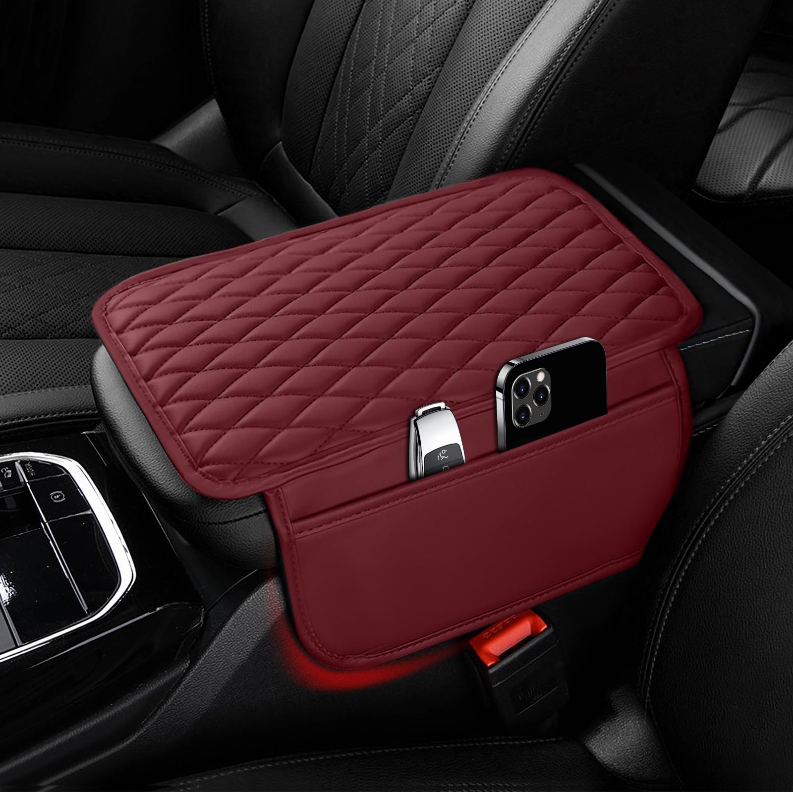 Car Center Console Cover, Upgraded Microfiber