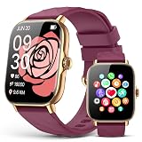Kriutefy Fitness Tracker Smart Watches for Men Women with Step Counter, Sleep Calorie Monitor, Pedometer, IP68 Waterproof, Smartwatch with 120+ Sports for iPhone Android (Wine Red, 1.91)