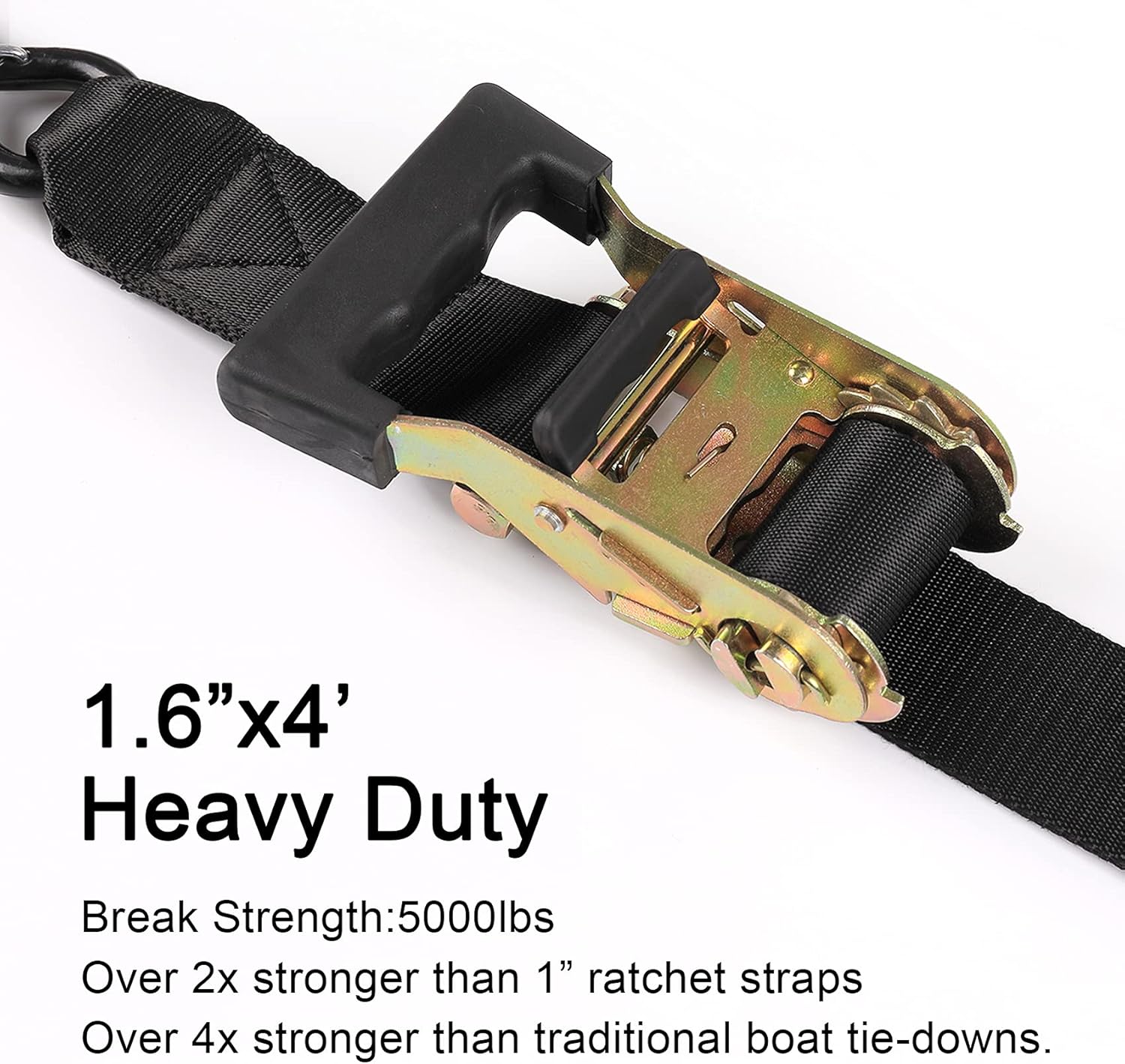 Ayaport Boat Trailer Transom Tie Down Straps for Boat Jet ski Kayak Canoe 4 Feet 1.6 inches 5000lbs Break Strength Heavy Duty Ratchet Straps with S Hooks, Pack of 2: Automotive
