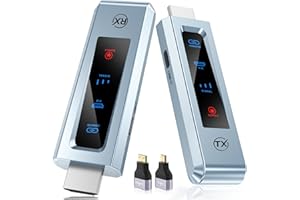 Wireless HDMI Transmitter & Receiver, HD Extender Plug & Play Portable 2.4G/5G with LED Screen Wireless HDMI Kit for Streamin