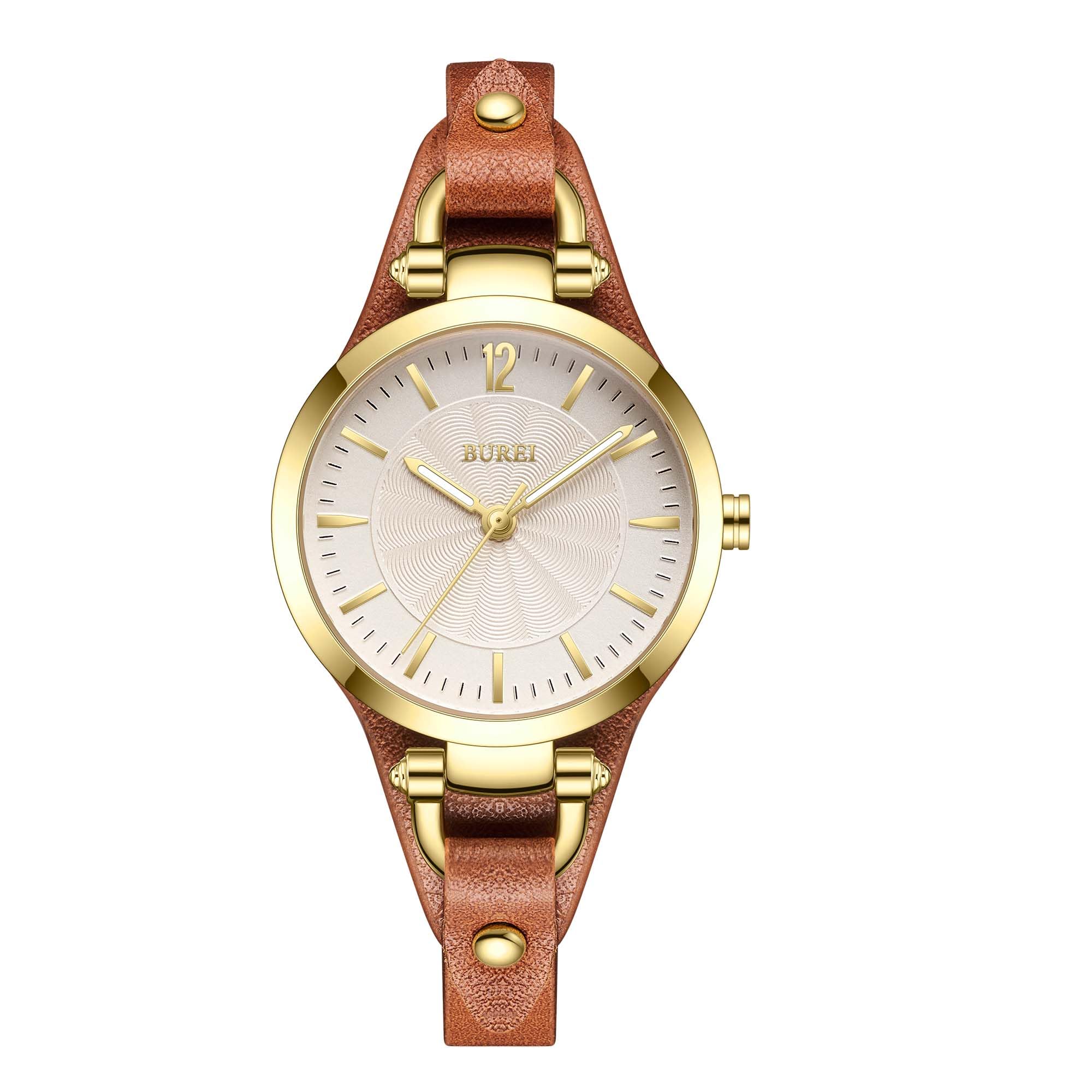 BUREI Women Watches Simple Leather Strap Watch Luxury Quartz Watches Small Thin Ladies Watch Bracelet Band Wristwatch Relogio Feminino