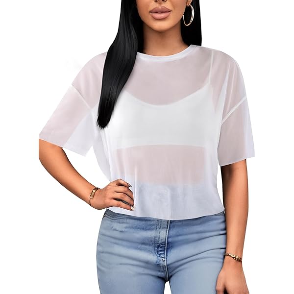 Women's Long Sleeve Mesh Top Clover Leaves See Through Clubwear