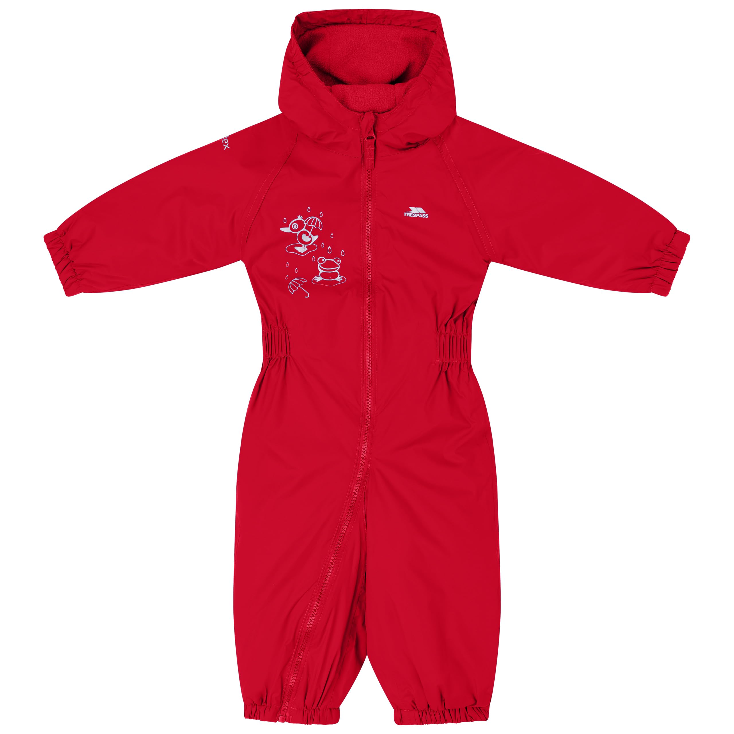 Trespass Kids Rain Suit Dripdrop - Breathable Hood Finish, Elastic Cuffs & Ankles, Side Elastic Waist, Full-Length Front Zipper, Woven, 100% Polyester PVC Coated