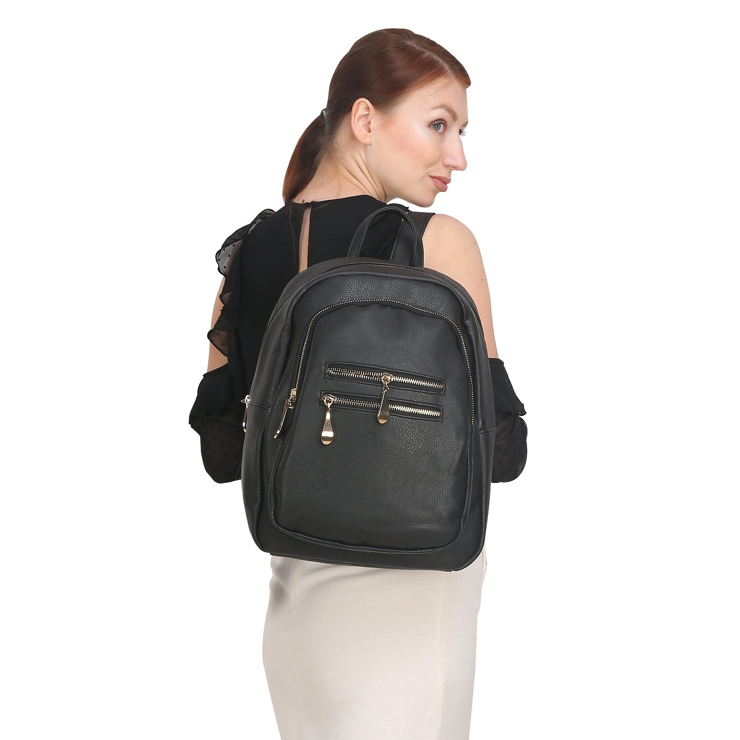 fiona trends pu zipper backpacks