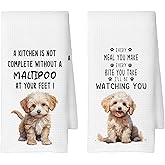 CUANFDDSF Maltipoo Kitchen Towels Set of 2, Dog Gifts for Women, Maltipoo Gifts, Dog Lover Mom Gift Tea Towels Kitchen Hand Towels 16x24 Inch for Bathroom Decor