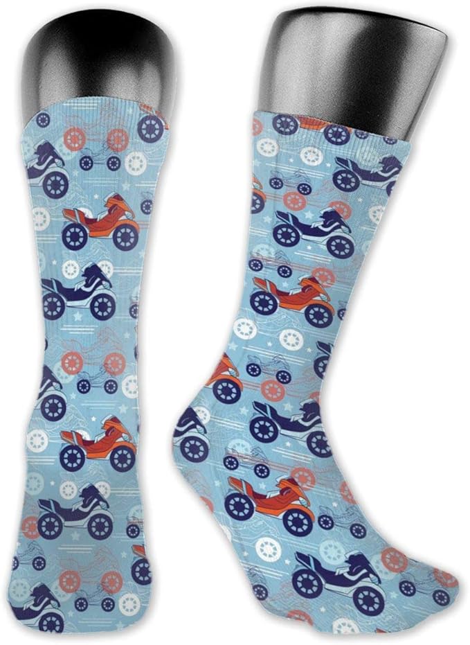 Unisex Performance Cushion Crew Socks Tube Socks Blue and Orange