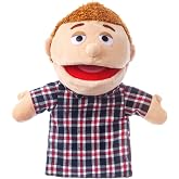 1 Pcs Family Hand Puppets 12 Inch Grandparents, Mom &amp; Dad, Brother &amp; Sister Plush Hand Puppet Toys Role-Play Toy Puppets for Kids Storytelling Imaginative Pretend Play Teaching Preschool(Dad)