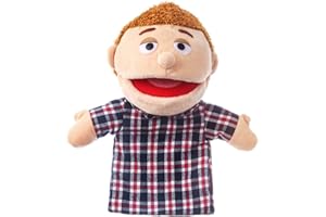 ZJOEY 1 Pcs Family Hand Puppets 12 Inch Grandparents, Mom & Dad, Brother & Sister Plush Hand Puppet Toys Role-Play Toy Puppets for Kids Storytelling Imaginative Pretend Play Teaching Preschool(Dad)