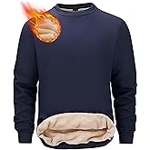 Tansozer Mens Fleece Crewneck Sweatshirt Warm Sherpa Lined Thick Pullover Long Sleeve Tops Shirts