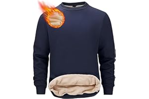 Tansozer Mens Fleece Crewneck Sweatshirt Warm Sherpa Lined Thick Pullover Long Sleeve Tops Shirts
