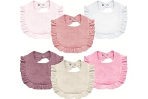 NISXABEBE Baby Muslin Bibs,6 Pcs Drool Bandana Bibs for Baby Girl Drooling and Teething,Soft and Absorbent Cotton for Newborn