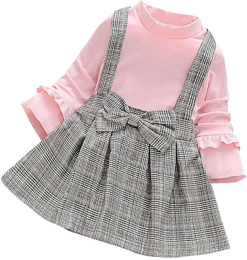 WOCACHI Baby Girls Overall Skirt Sets, Infant Toddler Girl Plaid Floral