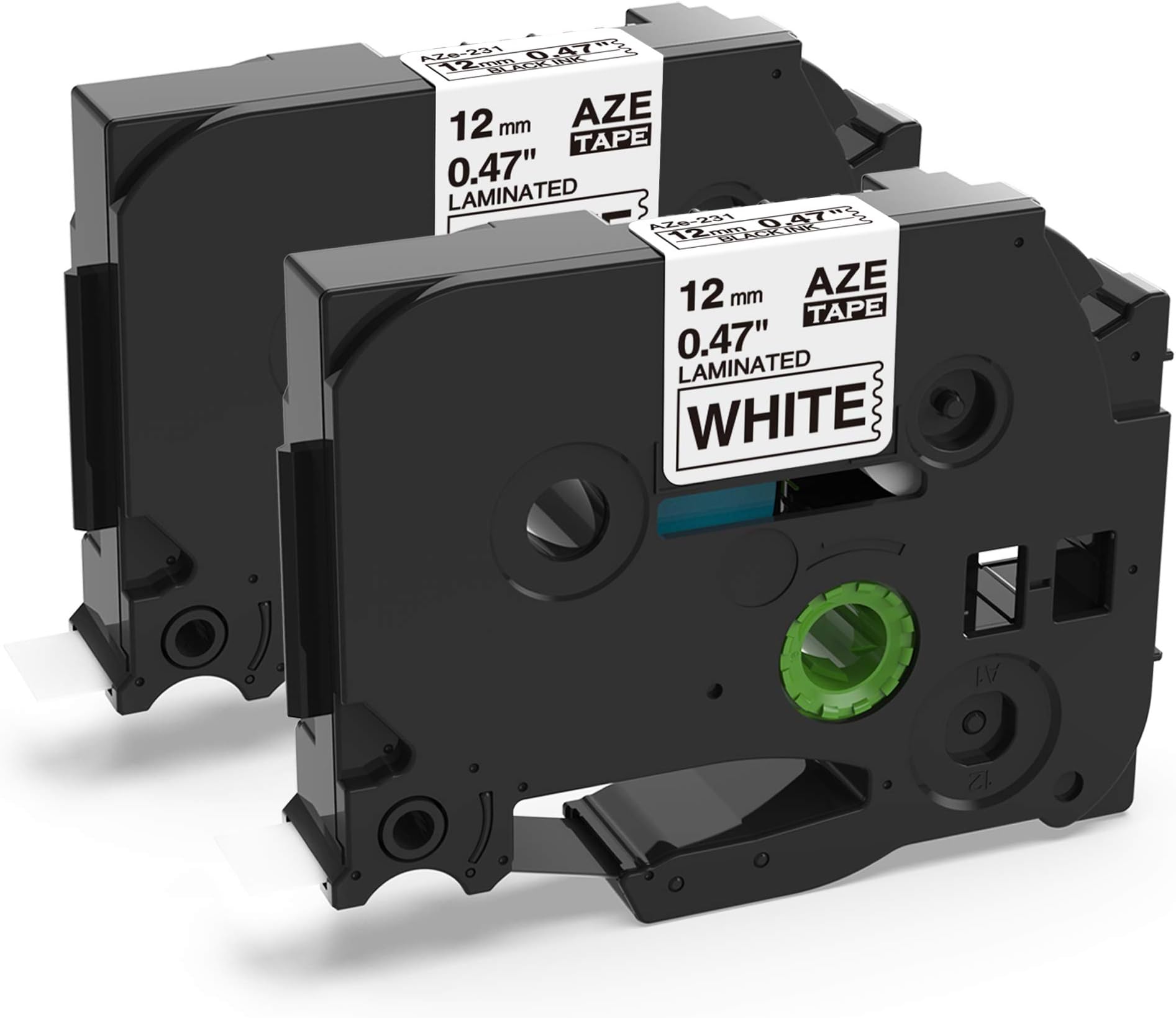 Airmall Compatible Label Tape Replacement for Brother P Touch TZe-231 TZ-231 12mm TZe Tape Cassette for PT-H110,PT-H101, GL-H105, PT-1000 Brother Label Printer Tape, Black on White, 2-Pack