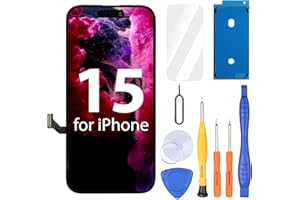Ayake for iPhone 15 Screen Replacement, 6.1 inch FHD LCD Display and Touch Digitizer Screen, Face ID Remains, True Tone Programmable(for A2846, A3089, A3090, A3092)
