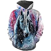 TiwBski Unisex Horse Creative 3D Printed Hoodie Novelty Animal Print Hoodies Sweatshirt