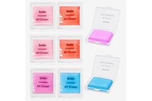 Smilo Kneaded Erasers for Artists, 8-Pack (4 Colors - 2 Each) | Reusable, Dust-Free, No Smudge | Moldable Putty Eraser with Case | Ideal for Drawing, Sketching, Students