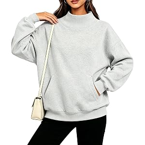 Mock Neck Sweatshirt for Women Fall 2026 | Womens Sweatshirts Turtleneck Long Sleeve Tops Oversized, Ladies Fashion Pullover