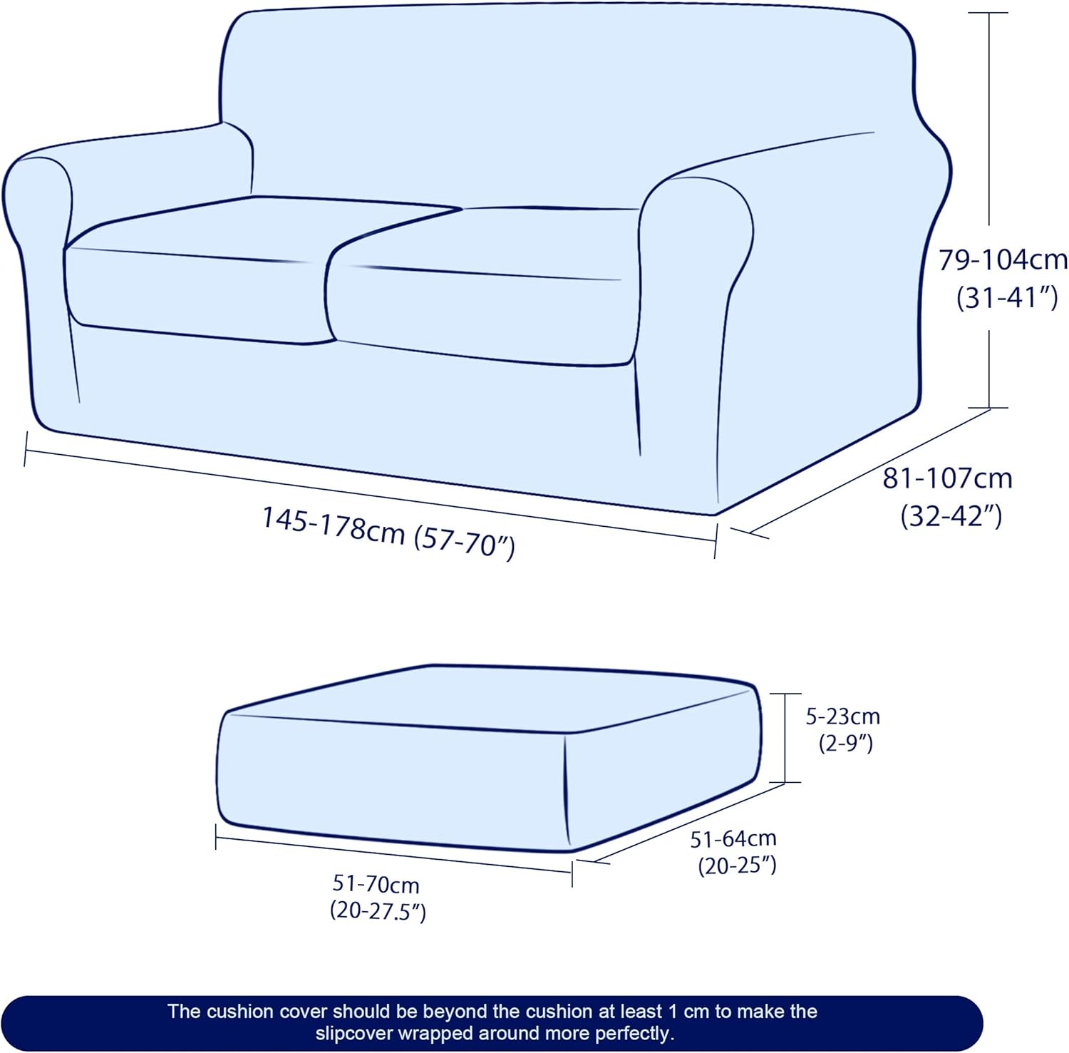 subrtex High Stretch Jacquard Loveseat Slipcover with 2 Separate Cushion Common Couch Sofa Cover Coat for 2-Seater Conventional Settee Spandex Washable Furniture Protector (Medium, Gray): Home & Kitchen