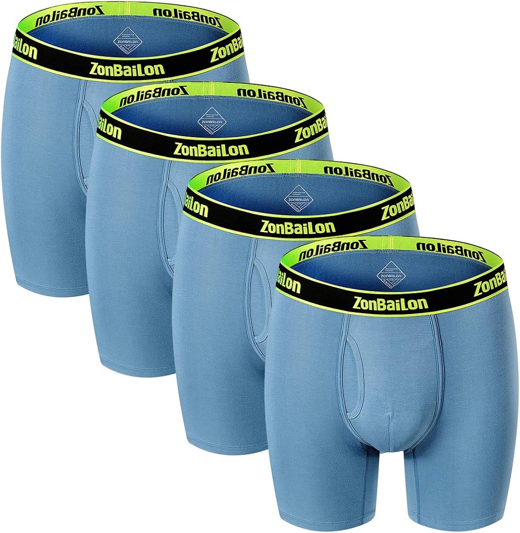 Bamboo Underpants for Men Long Leg Underwear Mens Boxer Briefs Pouch