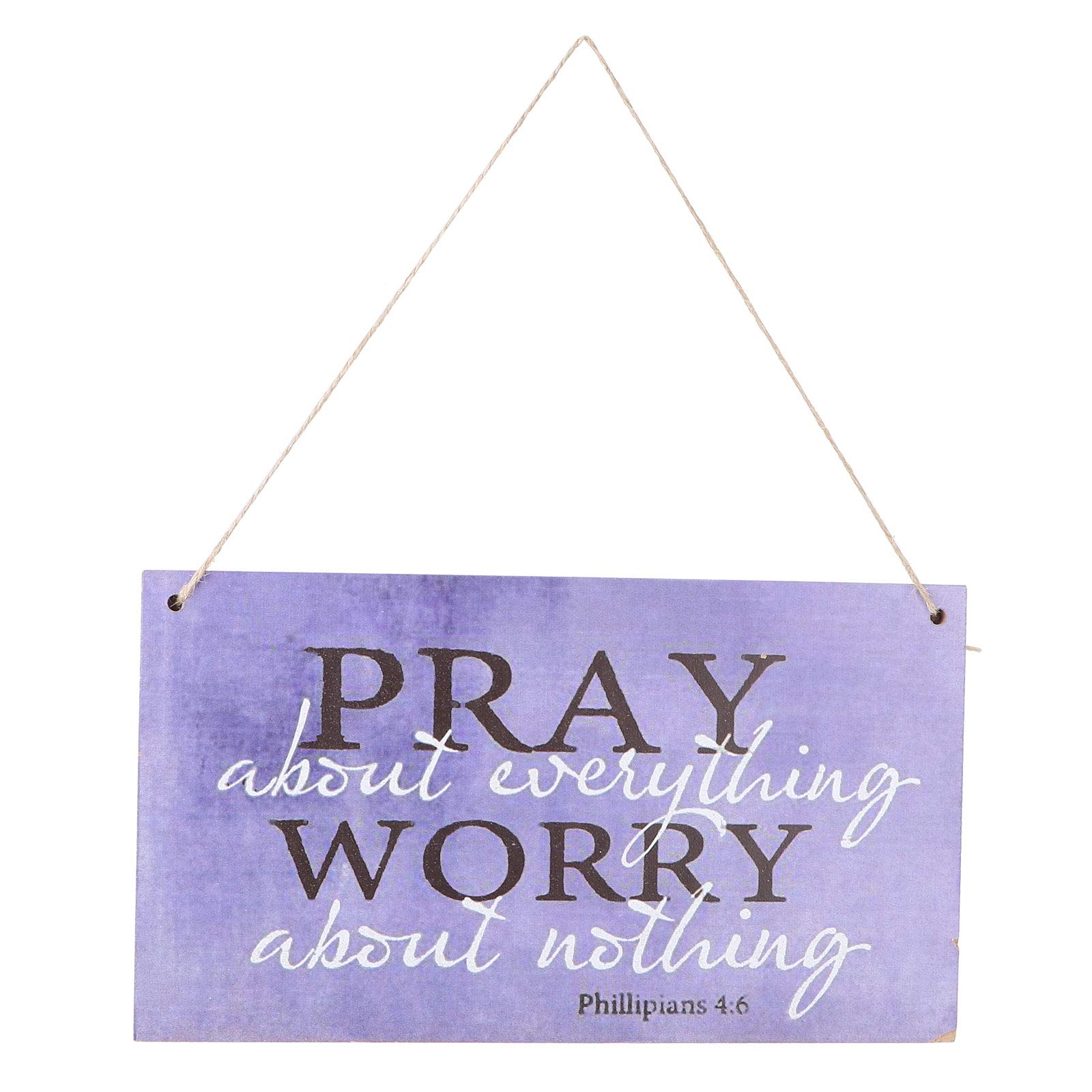 BESPORTBLE Wood Hanging Sign Decor Pray About Everything Worry Wall Hanging Tag Plaque Inspirational Religious God Christian Prayer Housewarming