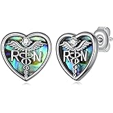 Nurse Gifts Nurse Earrings 925 Sterling Silver Stethoscope/RN Stud Earrings Jewelry Gifts for Women Nursing Doctor Medical Student