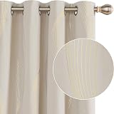 Deconovo Blackout Curtains Gold Wave Foil 52x84 Beige 2 Panels Thermal Insulated