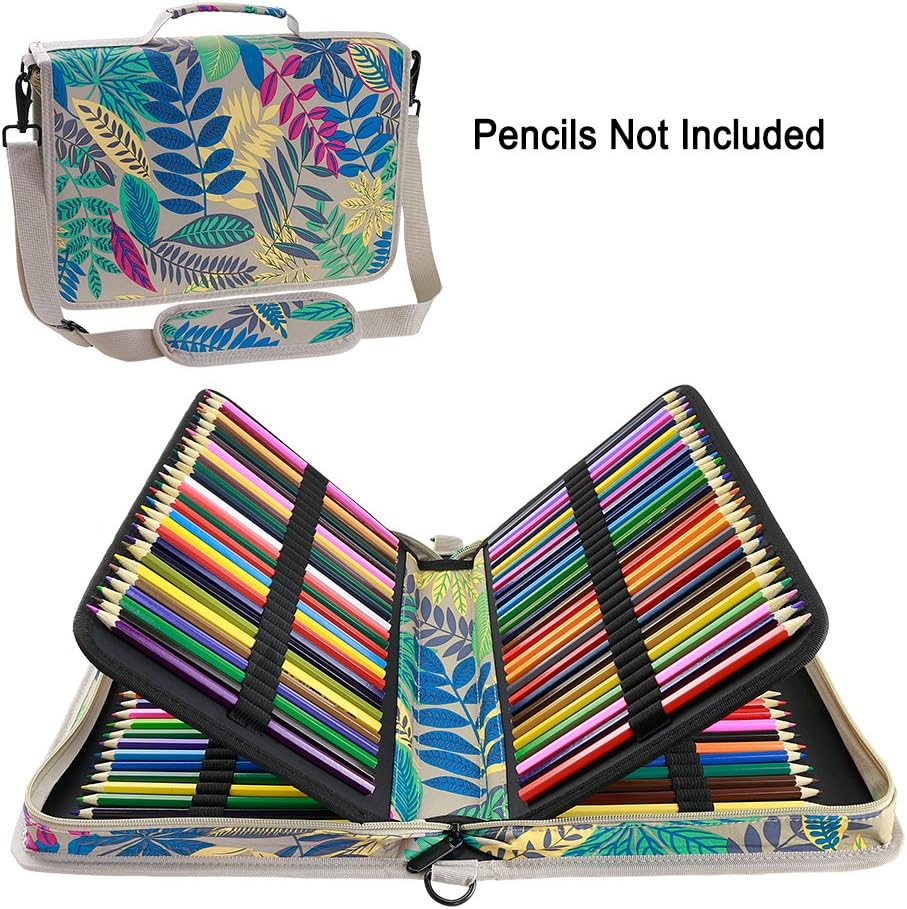 YOUSHARES 160 Slots Colored Pencil Case Colorful Oxford Fabric Large