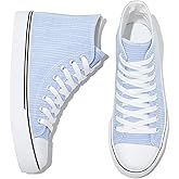 kufeiti Women's High Top Canvas Sneakers Canvas Shoes Lace up White Black Sneakers Casual Walking Shoes