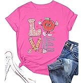 Valentine's Day Shirt Woman Love Valentine Teacher Shirts Love Heart Graphic Tshirt Casual Short Sleeve Tee Tops