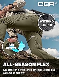 CQR Men's Active Flex Tactical Pants, Water