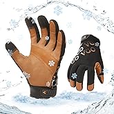 Vgo... 1-Pair -4? or above 3M Thinsulate C100 Winter Warm Waterproof Light Duty Mechanic Glove, High Dexterity, Anti-abrasion, Rigger Glove (Size L, Brown, GA9603FW)
