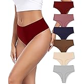 AYMEFF Cotton Thongs for Women High Waisted Seamless No Show Thong Stretchy Comfort Panties S-XL
