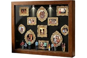 Mini Museum Frame, DIY Mini Museum Silhouette Box, with Spotlight Shading Box Frame, with 11 Gold Min-i Frames and 8 Adorable