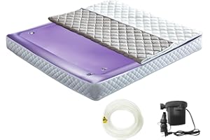 Ustenroya Free Flow Full Wave Water Mattress, Square Waterbed Mattress for Adults, 7.9" Thick PVC Softside Water Bed with Removable Cover, Protable and Foldable, Dual Air Valves (Queen - 60" x80")