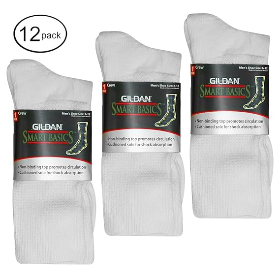 Diabetic Socks, Crew Style, MEN Size 1013, 1 dozen Pairs