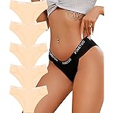 FINETOO Cotton Underwear for Women Cheeky Panties Sexy Hipster Bikini Underwear Elastic Waistband Stretch Briefs 5 Pack