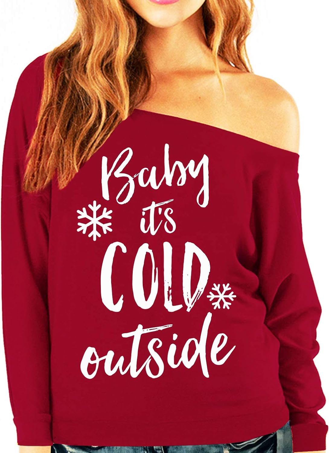 off the shoulder christmas sweatshirt